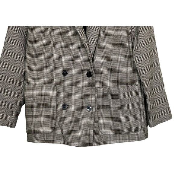 ZARA Oversized Double Breast Suit Jacket Sport Coat Blazer Pockets S / M Plaid - Picture 3 of 15